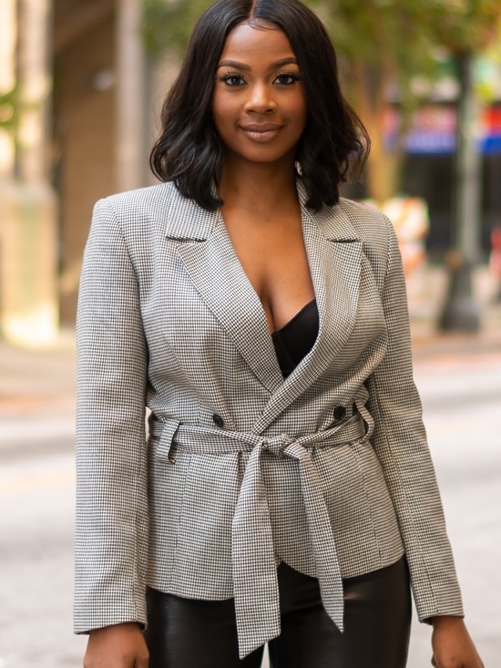 Moda Spiegel Jackets & Blazers - Moda Spiegel Houndstooth Belted Blazer